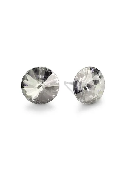 Seona Seona Ella 10mm Crystal Stud Earrings  – Hypoallergenic Stainless Steel Stud Earrings for Women, Elegant Crystal Rivoli Jewelry Earrings for Everyday and Special Occasions -  Silver Shade
